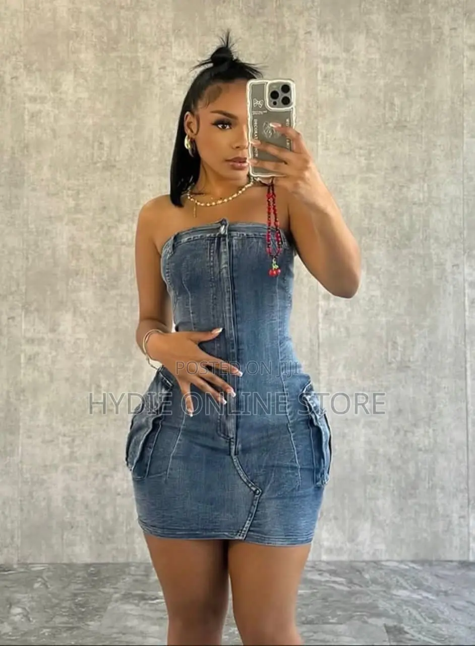 Jean Body Con Short Dress