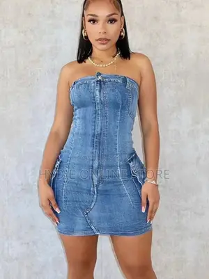 Jean Body Con Short Dress