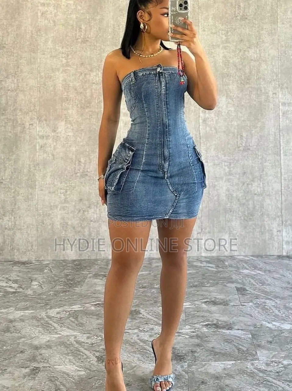 Jean Body Con Short Dress