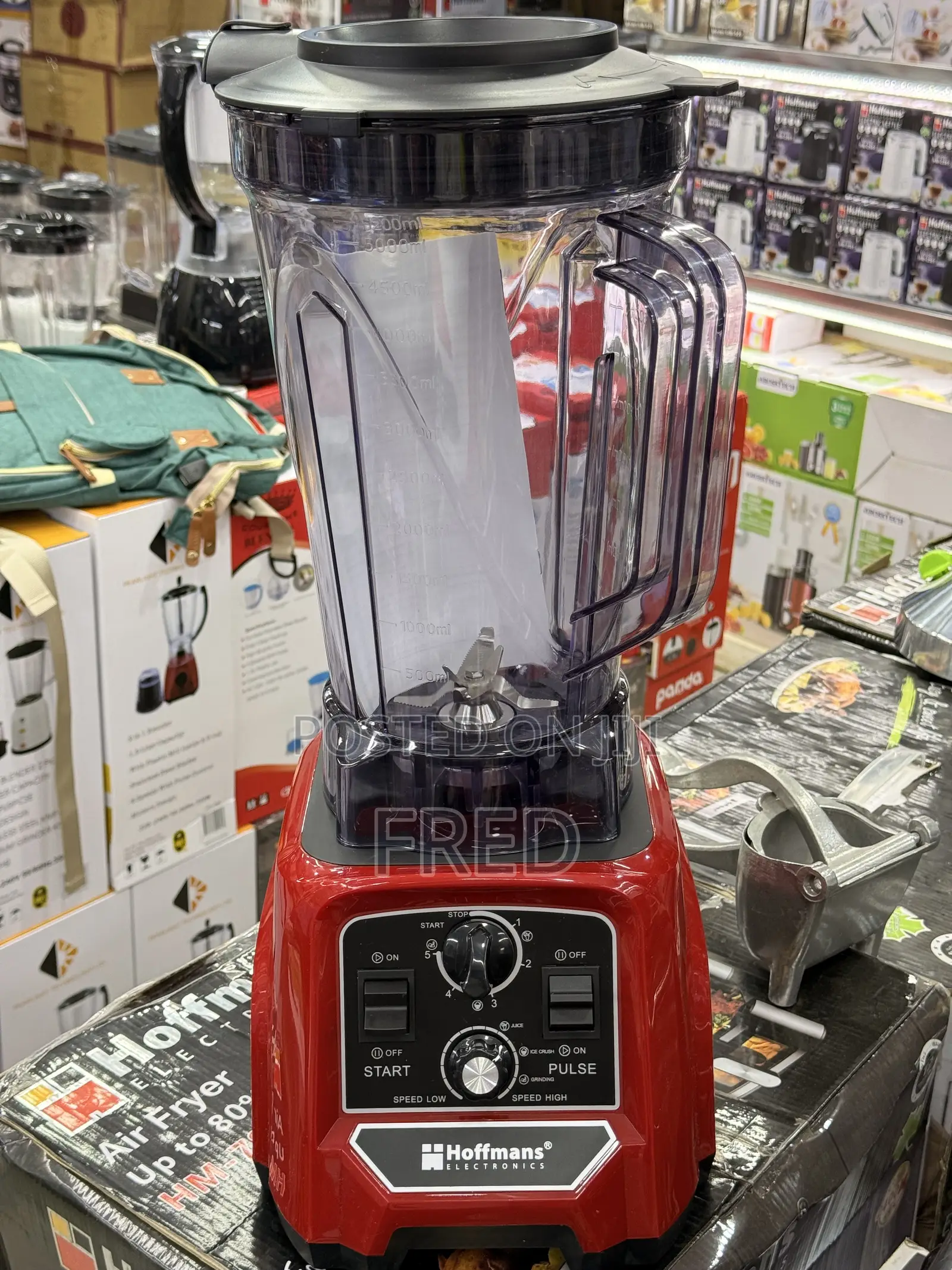 Hoffmans Hm-2092 Commercial Blender With A 5.2l Capacity And Red Base.