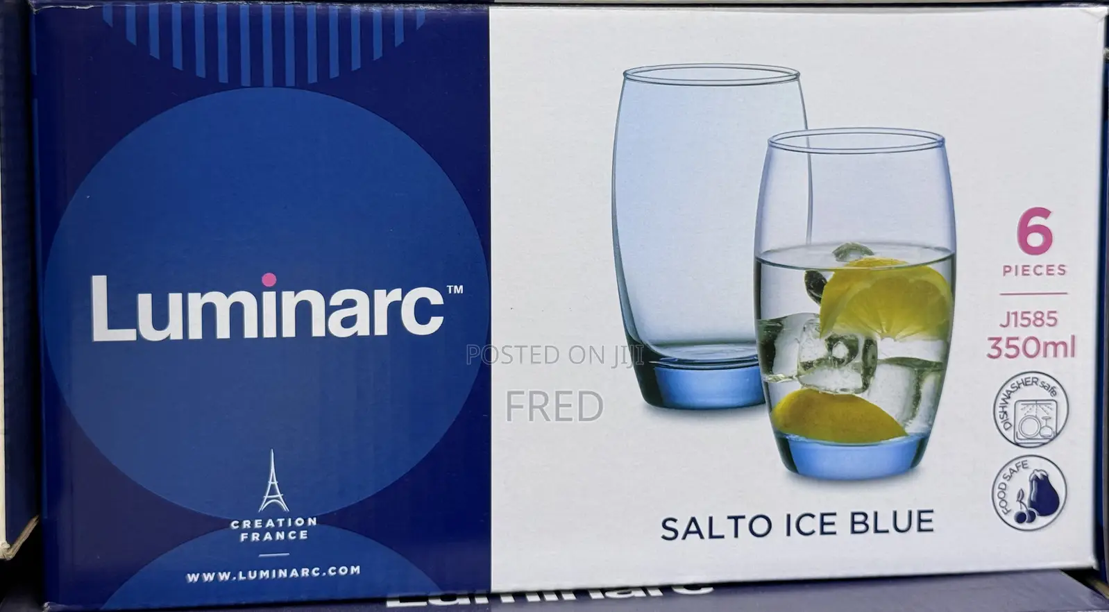 Six Luminarc Salto Ice Blue Glasses 350ml Capacity Per Glass