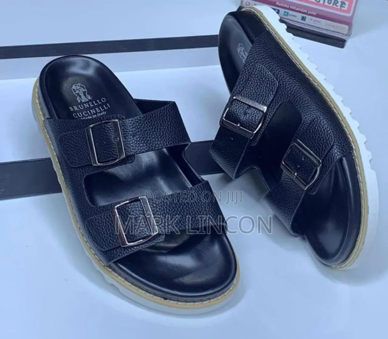Luxury Leather Buckled Slides