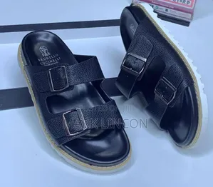 Luxury Leather Buckled Slides