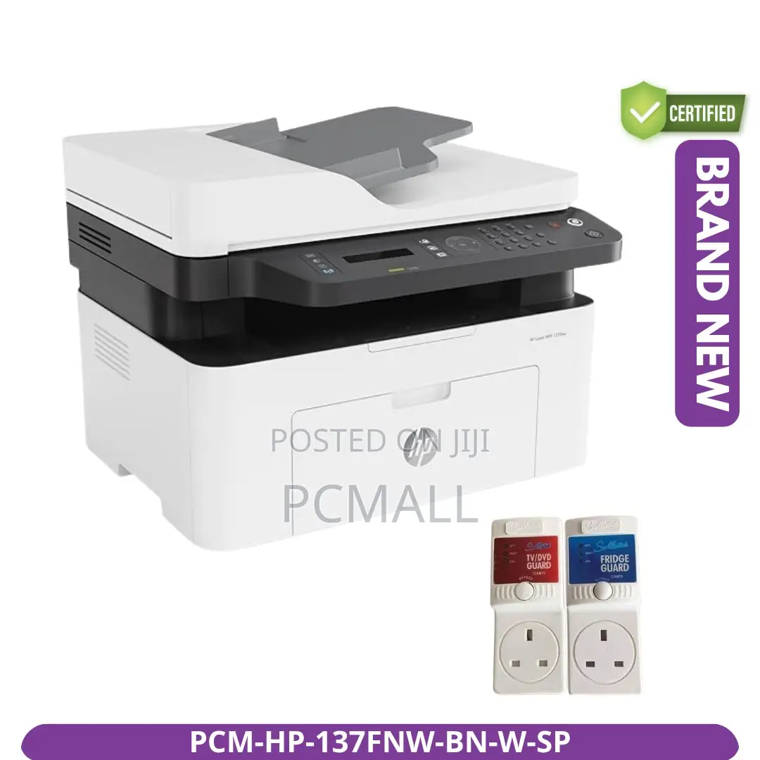 Hp Laser MFP 137fnw Brand New Wifi Printer +Surge Protector