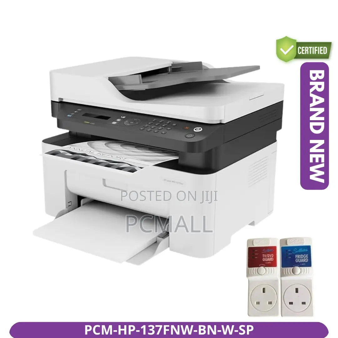 Hp Laser MFP 137fnw Brand New Wifi Printer +Surge Protector