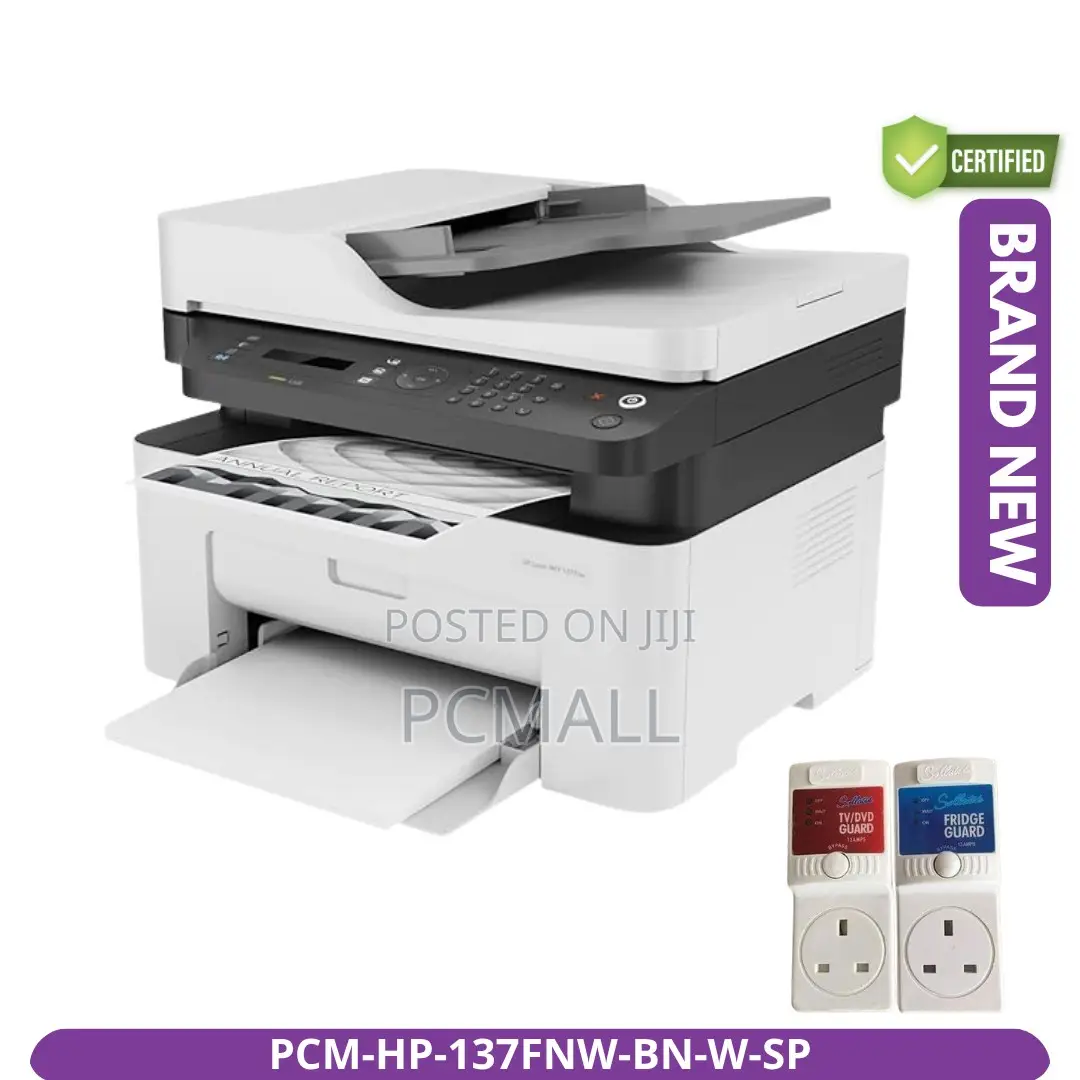 Hp Laser MFP 137fnw Brand New Wifi Printer +Surge Protector