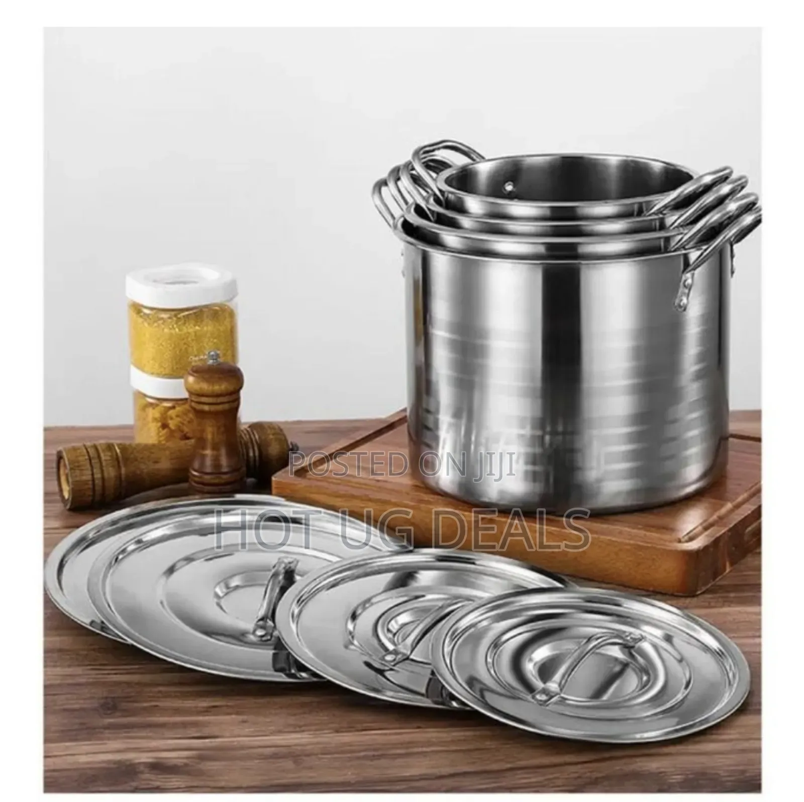 4-Piece of Heavy-Duty, Large Stainless-Steel Stock Pots - Silver