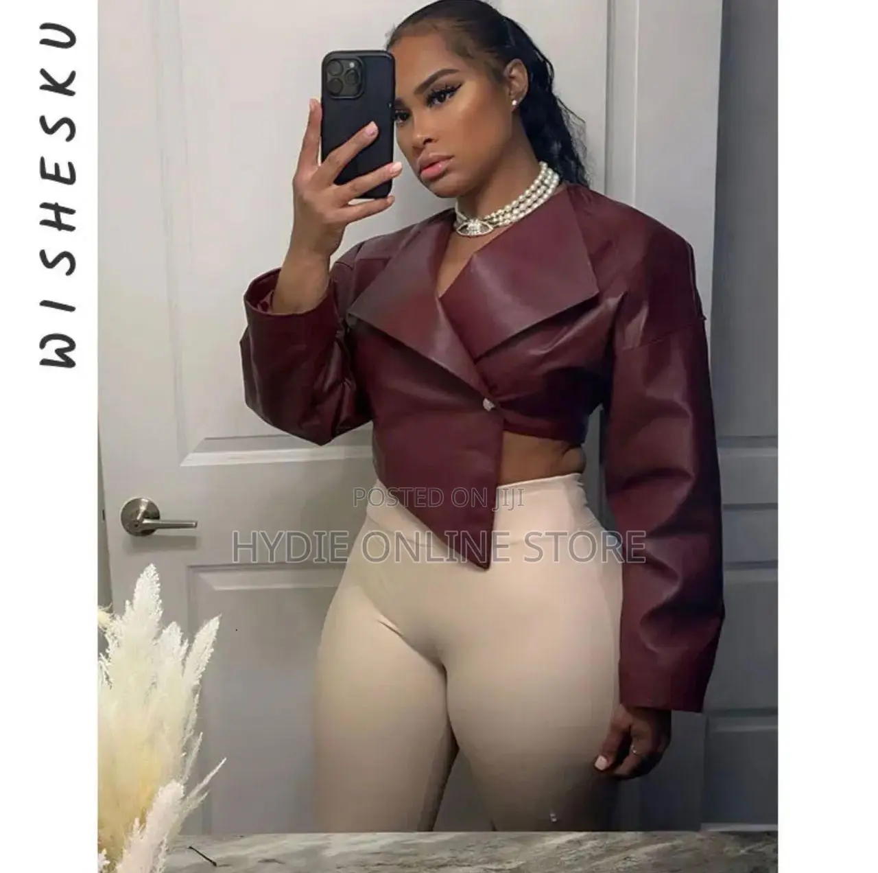 Maroon Leather Short Jacket