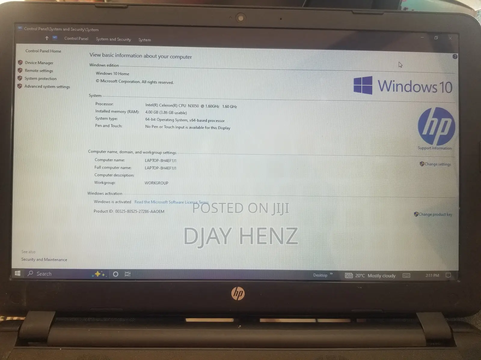 Laptop HP 4GB Intel Celeron HDD 500GB