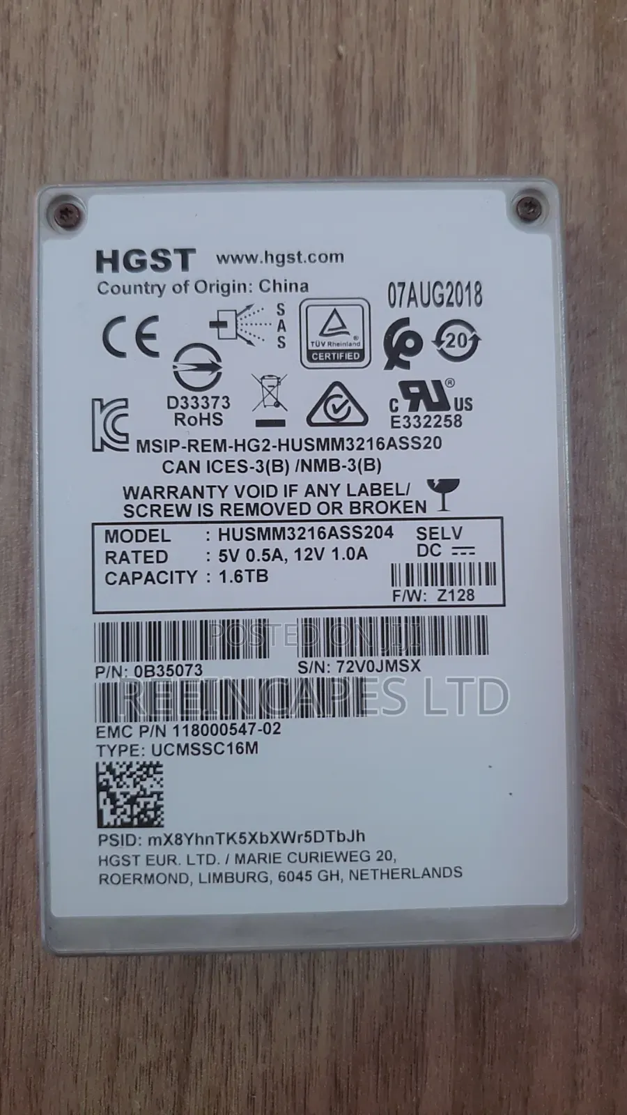 Hard Disk HGST 1.6tb Sas SSD