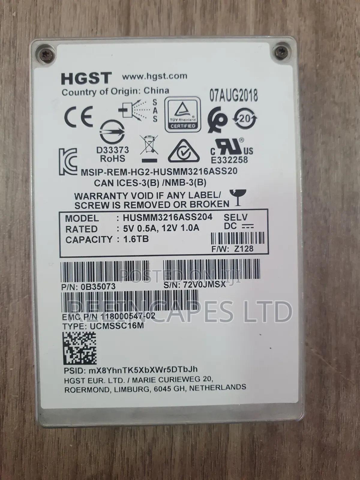 Hard Disk HGST 1.6tb Sas SSD