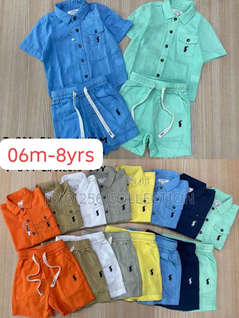 Colorful 3 Piece Linen Boys Outfit