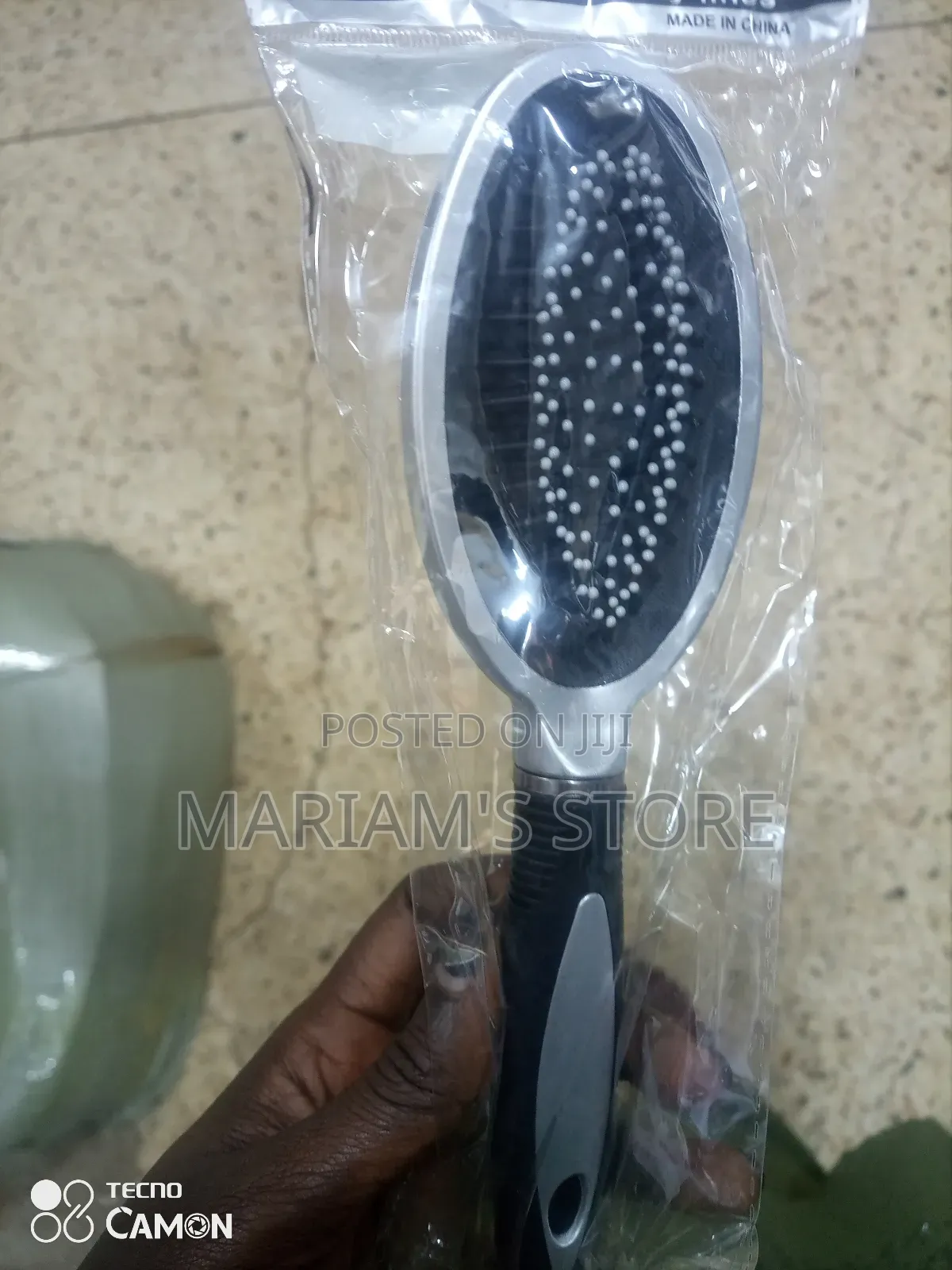 Silver and Black Hair Brush for and Smoothing All Hair Types.