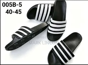 Black and White Adidas Adilette Slides