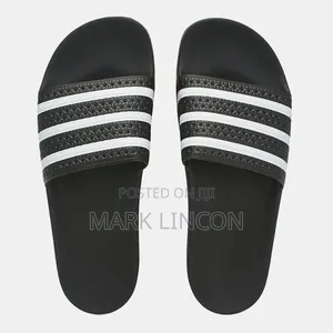 Black and White Adidas Adilette Slides