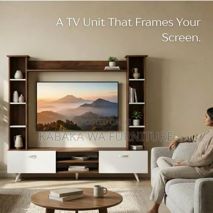 Pinn Tv Unit Cabinet With Storage Shelves/ Tv Unit One Brown