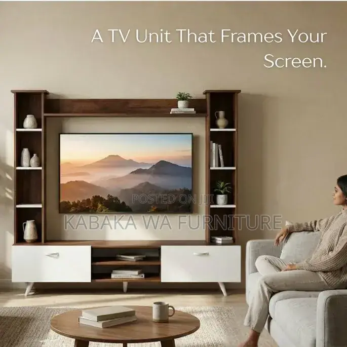 Pinn Tv Unit Cabinet With Storage Shelves/ Tv Unit One Brown