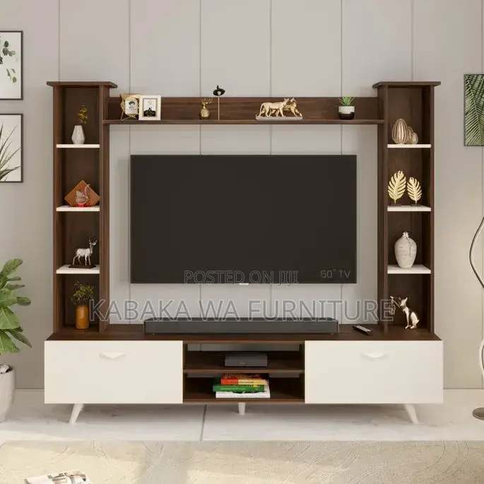 Pinn Tv Unit Cabinet With Storage Shelves/ Tv Unit One Brown