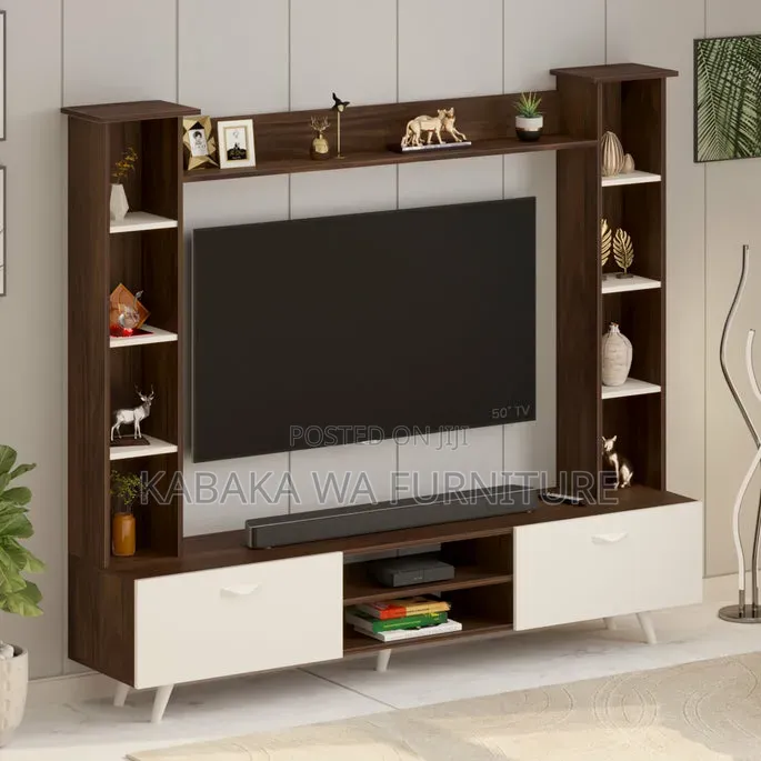 Pinn Tv Unit Cabinet With Storage Shelves/ Tv Unit One Brown