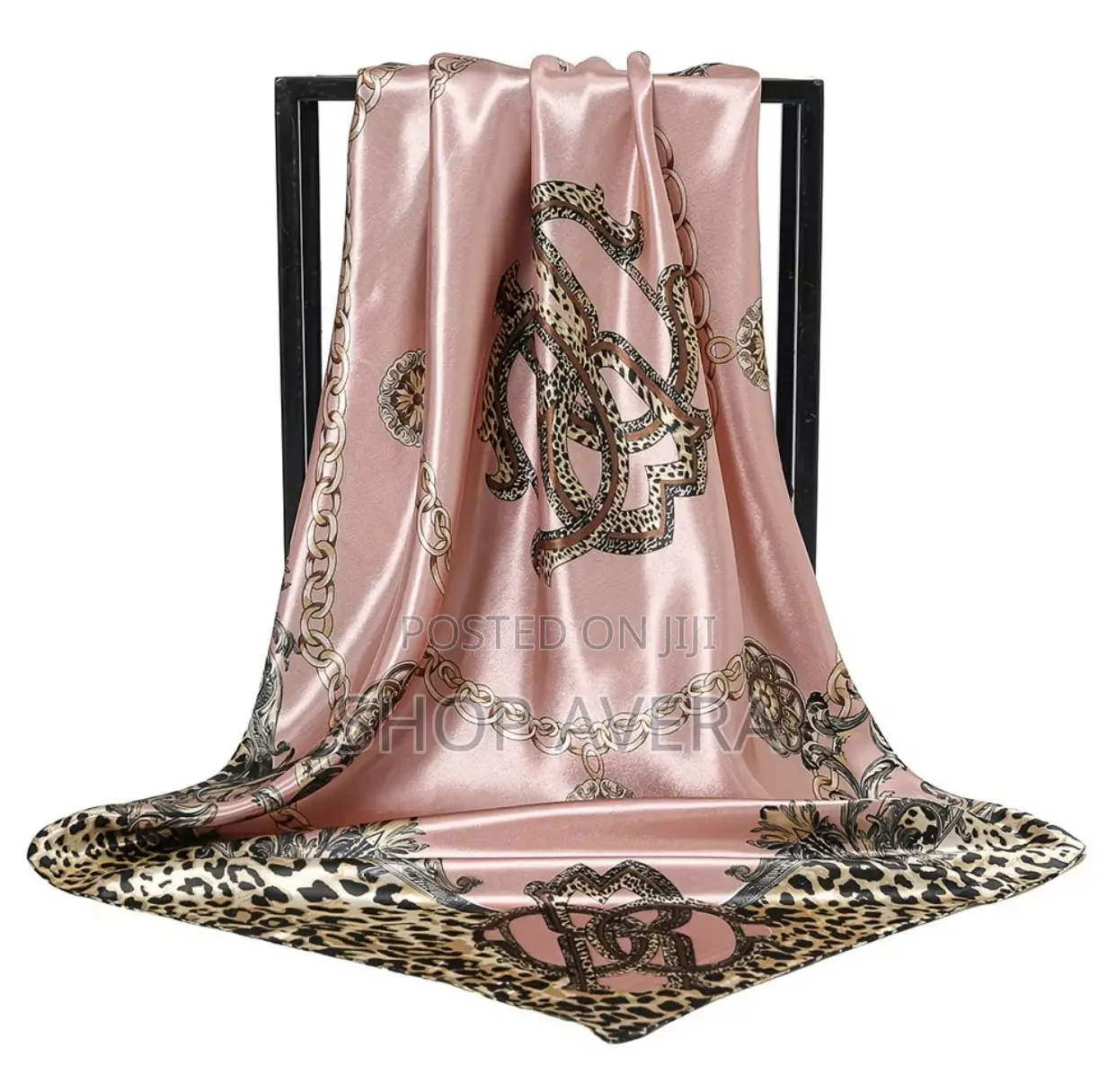 Luxury Vintage Chain Leopard Print Satin Scarf (90x90cm)