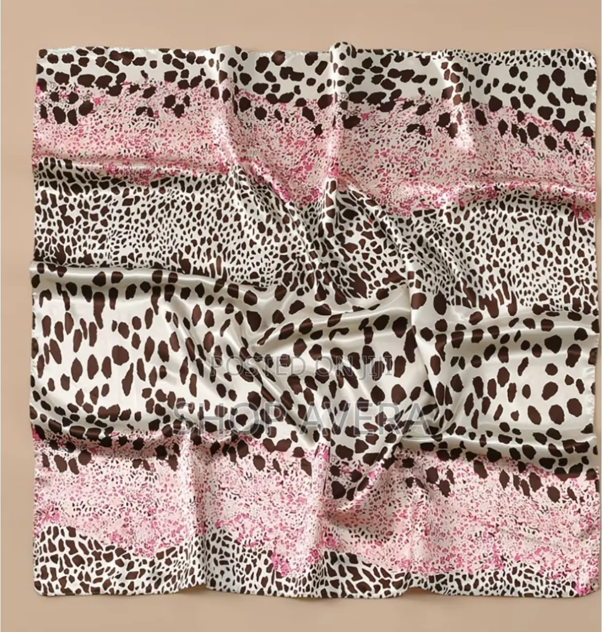 Luxury Satin Silk Leopard Print Head Scarf (90x90cm)