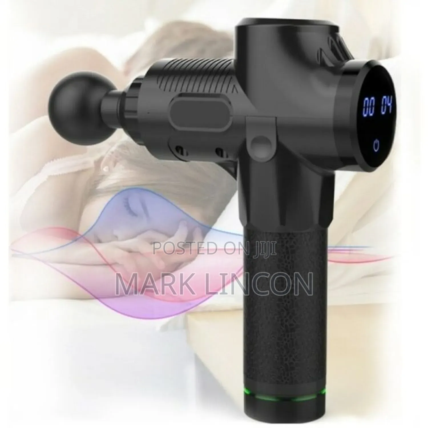 Deep Tissue Massage Gun With a Matte Black Finish and Textured