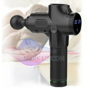 Deep Tissue Massage Gun With a Matte Black Finish and Textured