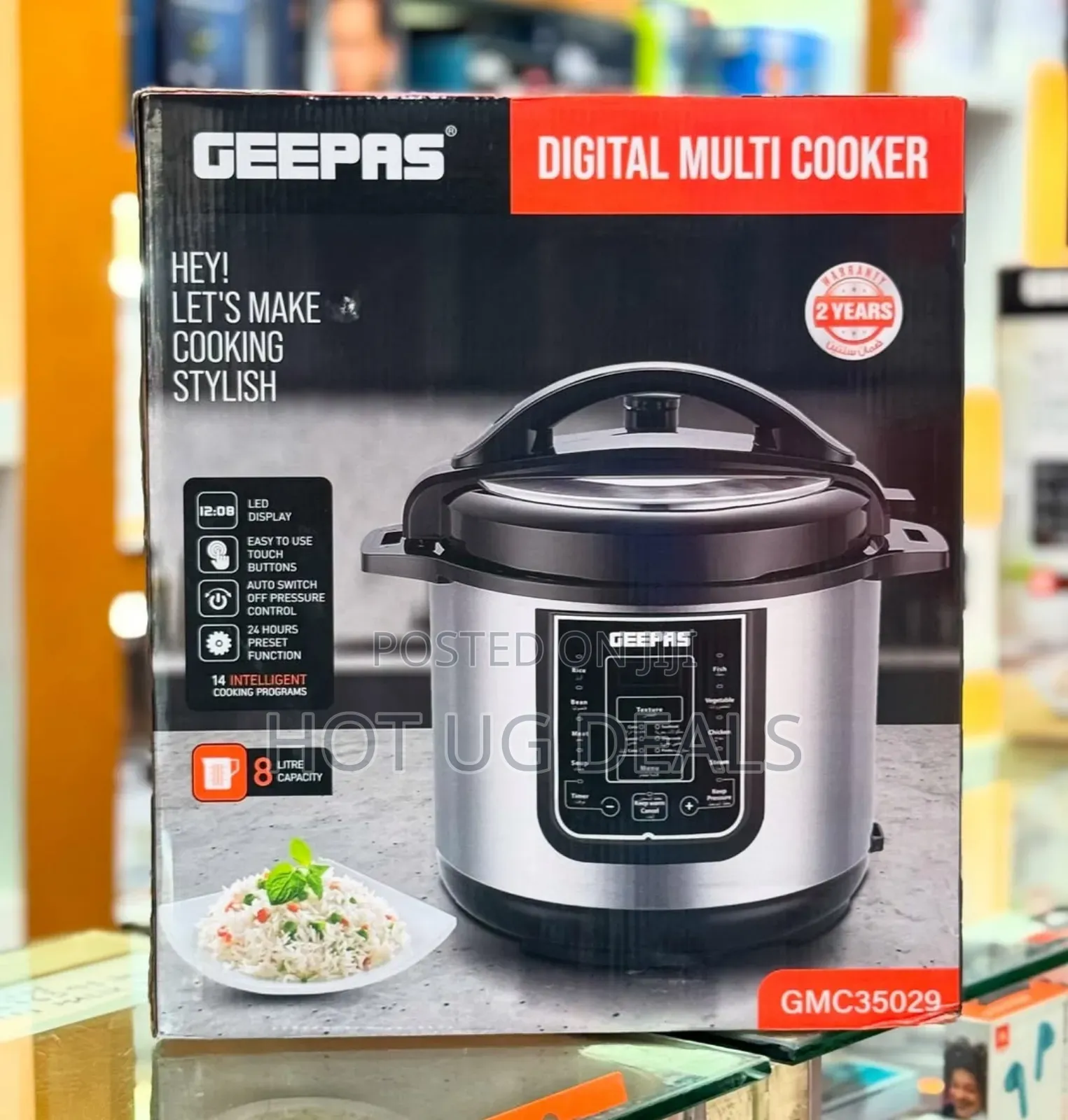 Geepas 8 Liters Electric Pressure Cooker 14-in-1 Digital Multicooker