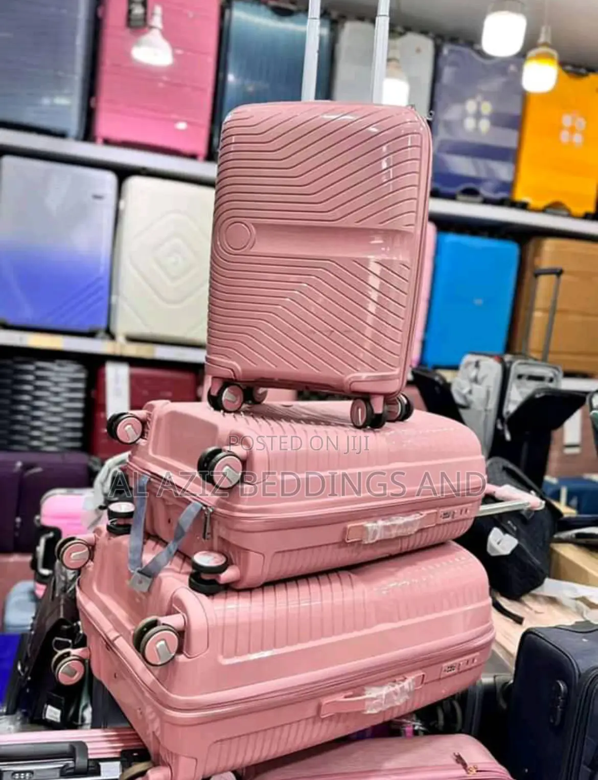 Set of Rubber Plastic Suitcase Brown Color