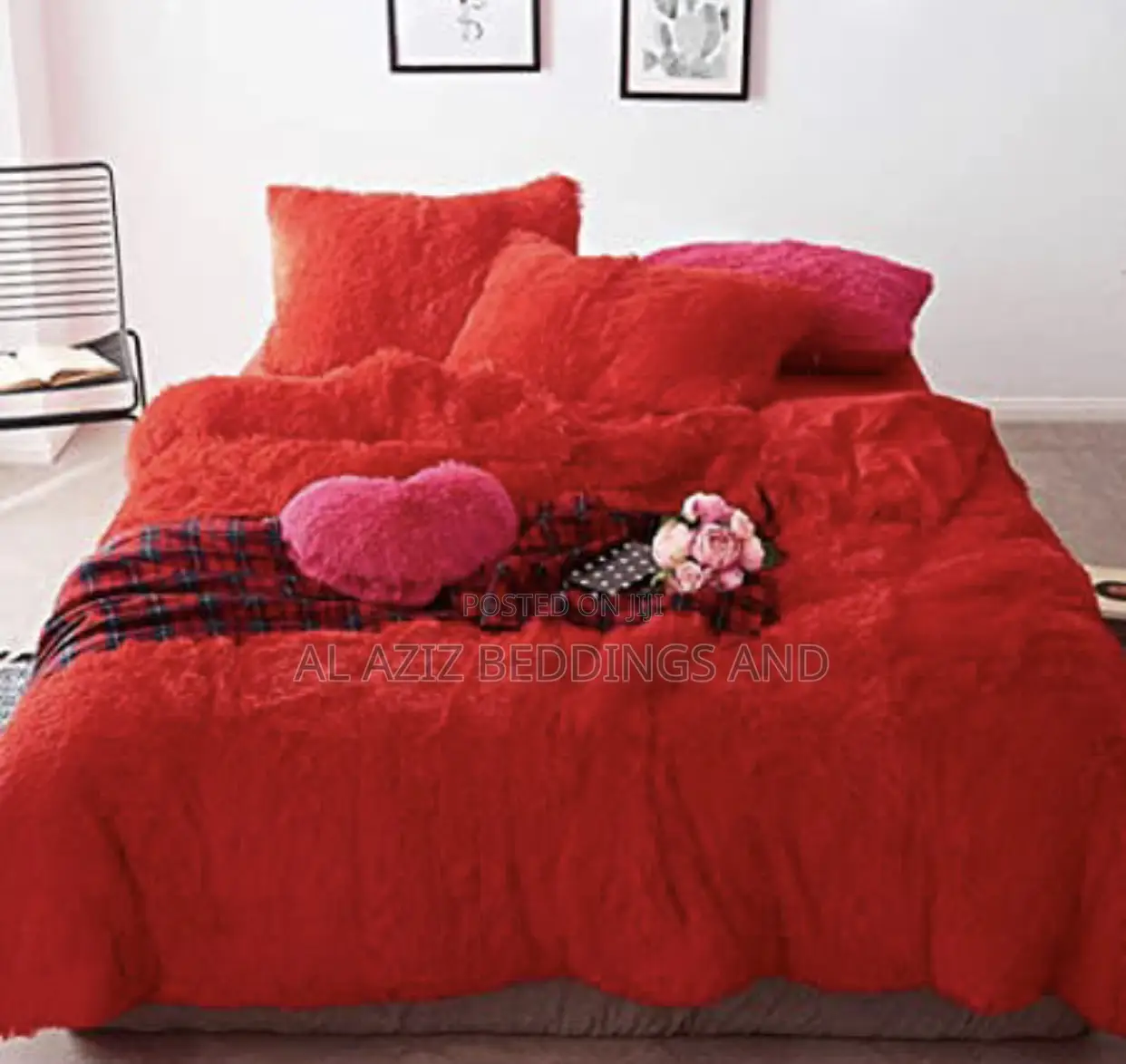5pcs Fluffy Duvet Red Color