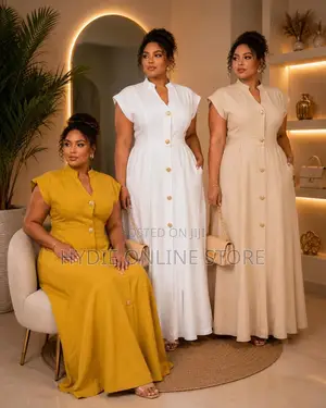 Ladies Armless Gold Buttoned Dress