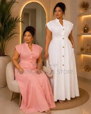 Ladies Armless Gold Buttoned Dress