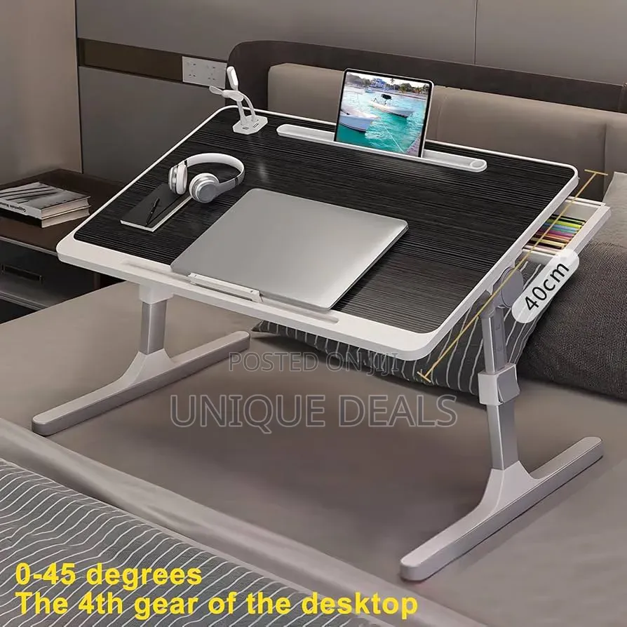 Portable, Grey Laptop Bed Tray Features Adjustable Legs