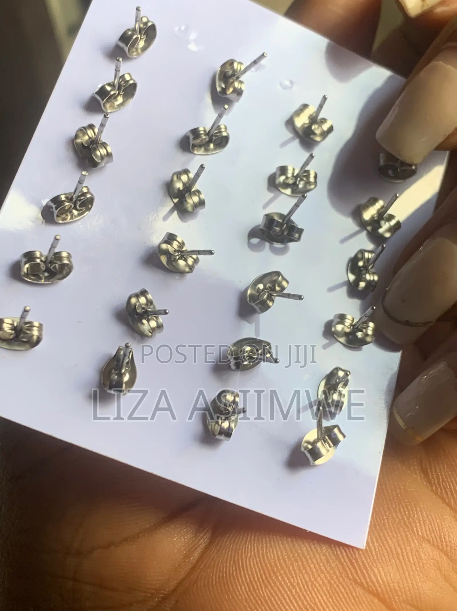 Unisex Stainless Steel Stud Earrings With Clear Round Crystal Stones