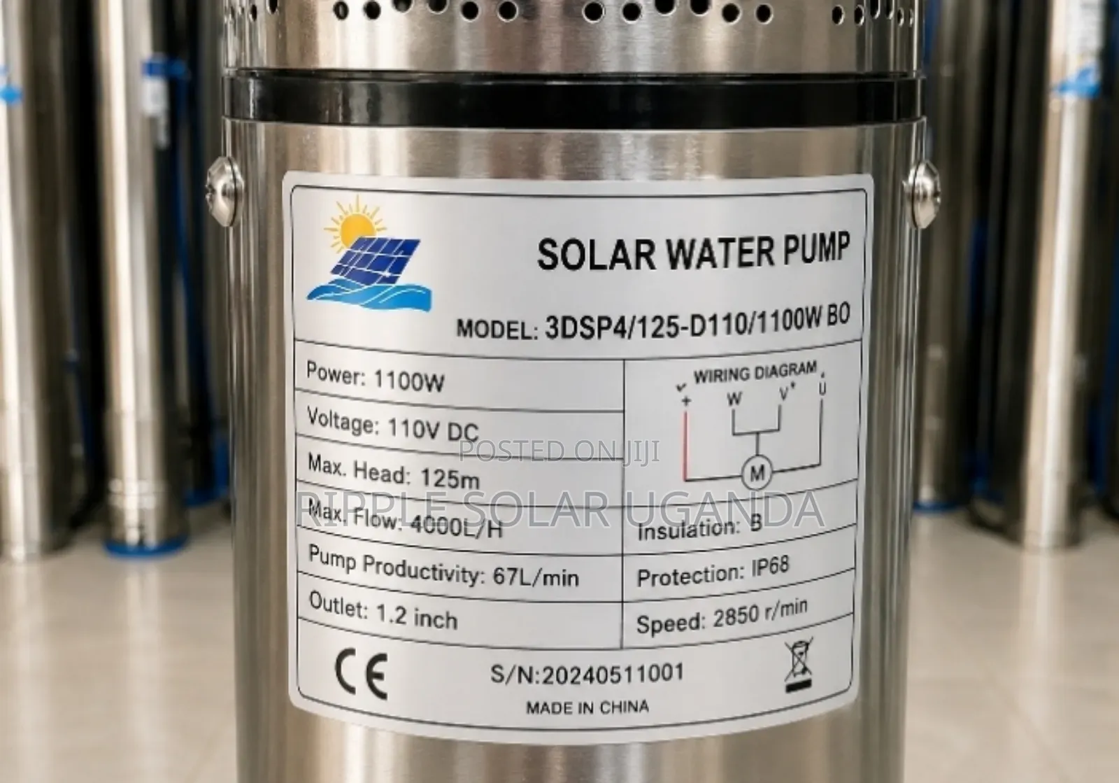 Solar Water Pump 1100w 125m Deep Well Borehole 110v