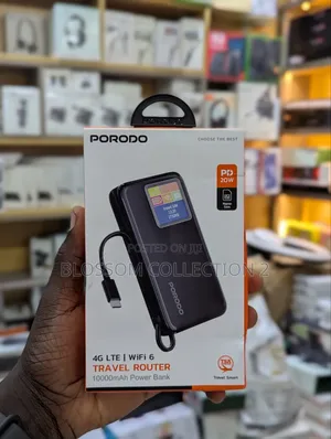 Porodo 4g Lte Pocket Router / Mifi With 10000mah Power Bank and Screen