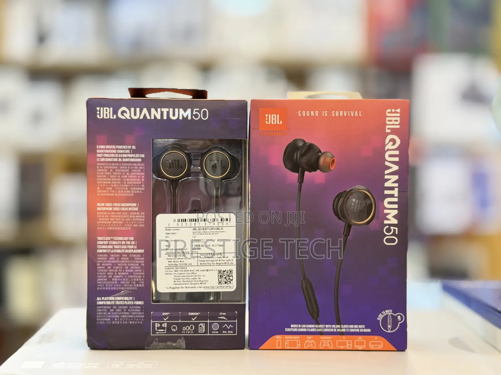 JBL Quantum 50 Wired in-Ear Gaming Headset, Volume Slider, Mic Mute