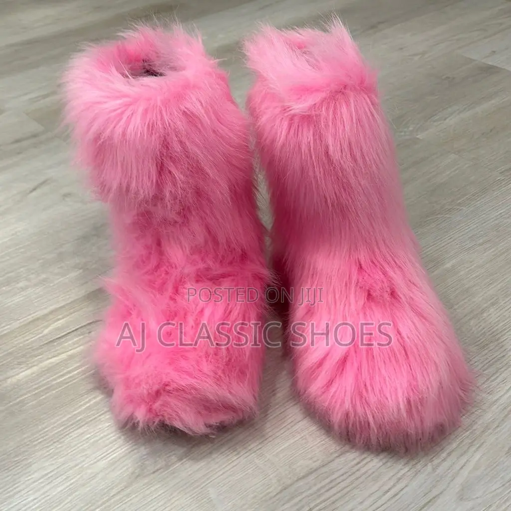 Fur Boots Pink Shoes
