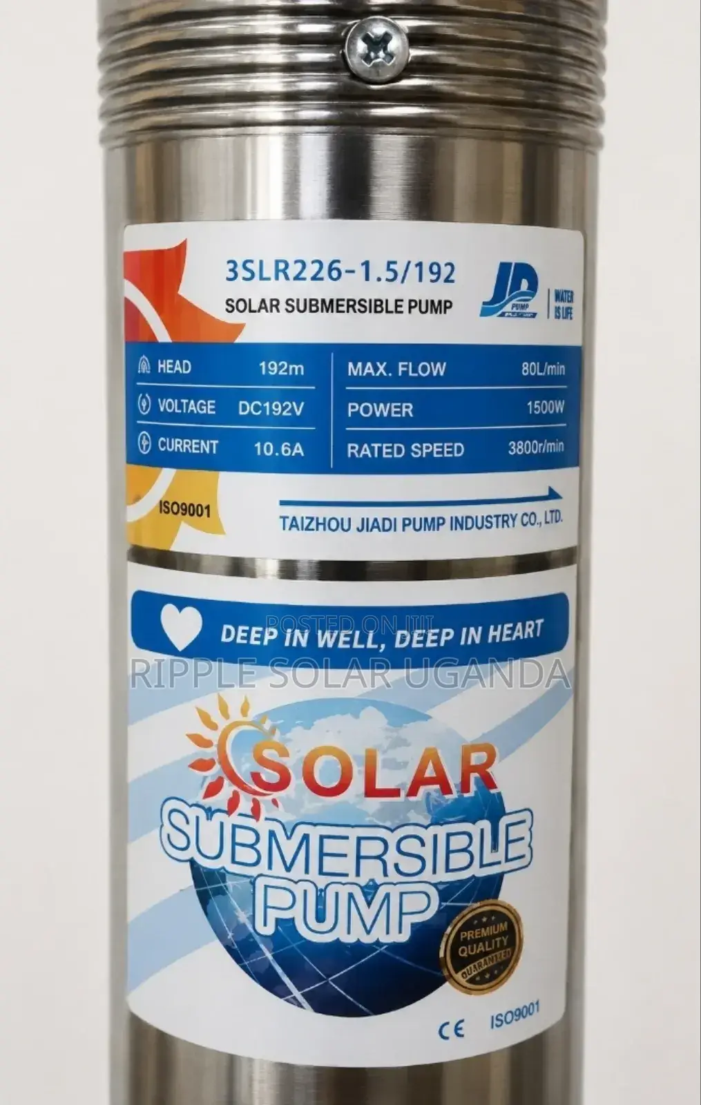 1500w Solar Borehole Water Pump 159m Head 4800l/H 192v