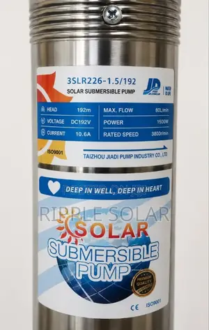 1500w Solar Borehole Water Pump 159m Head 4800l/H 192v