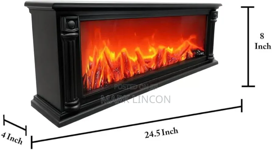 Electric Fireplace Lantern 60cm Black Led