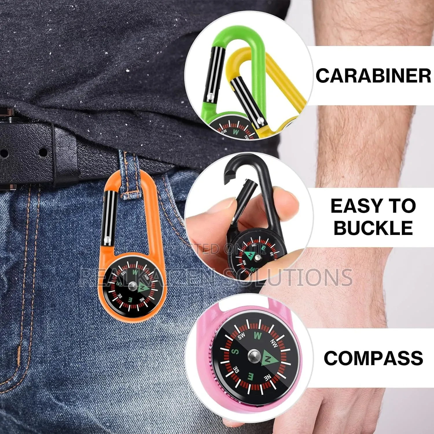 Compass Mini Self-Locking With Carabiner Keychain