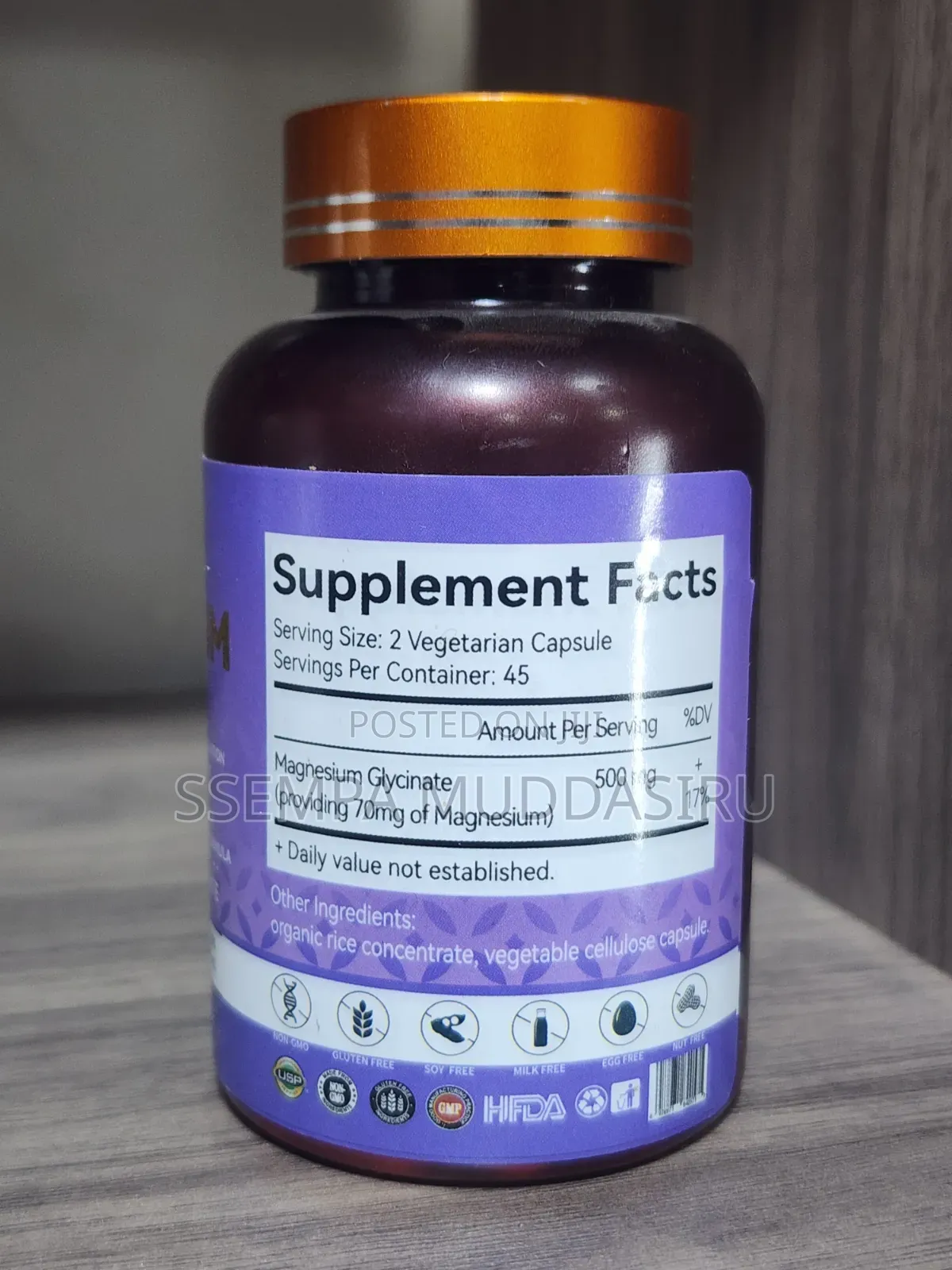 Magnesium Glycinate 500mg,90 Vegan Capsules Dietry Supplement