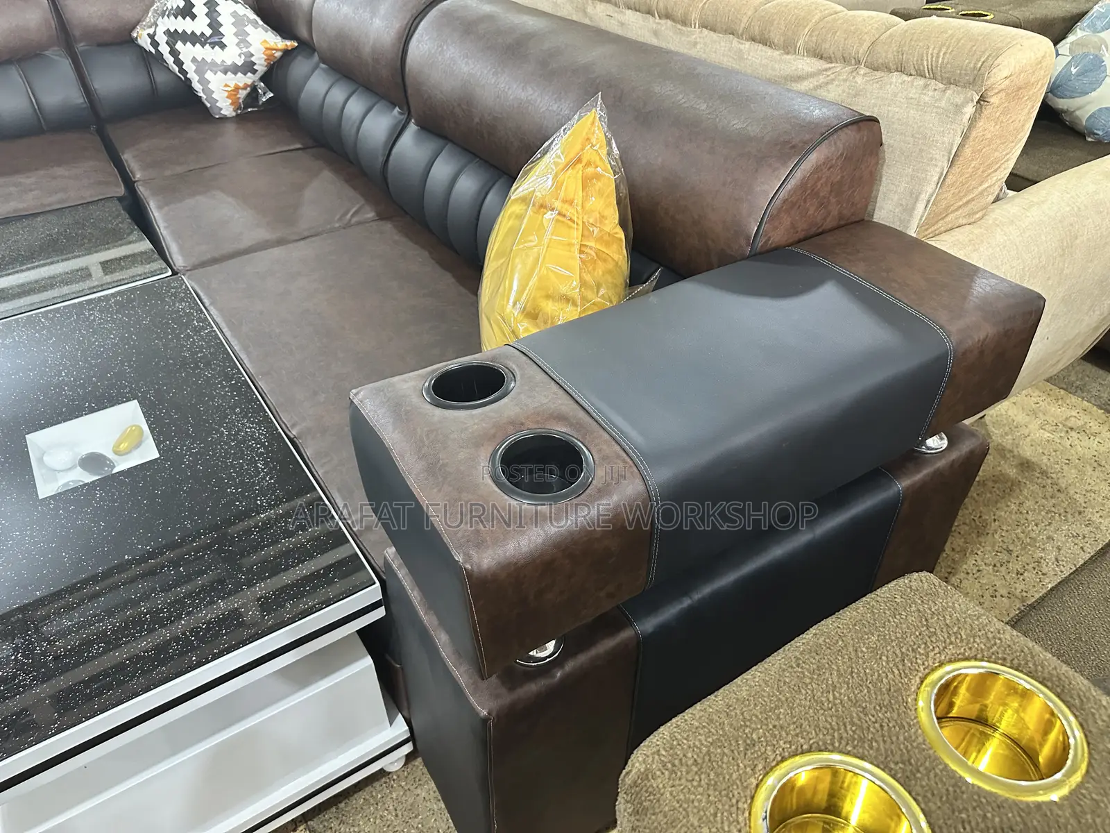 Leather L Shape Sofa Set