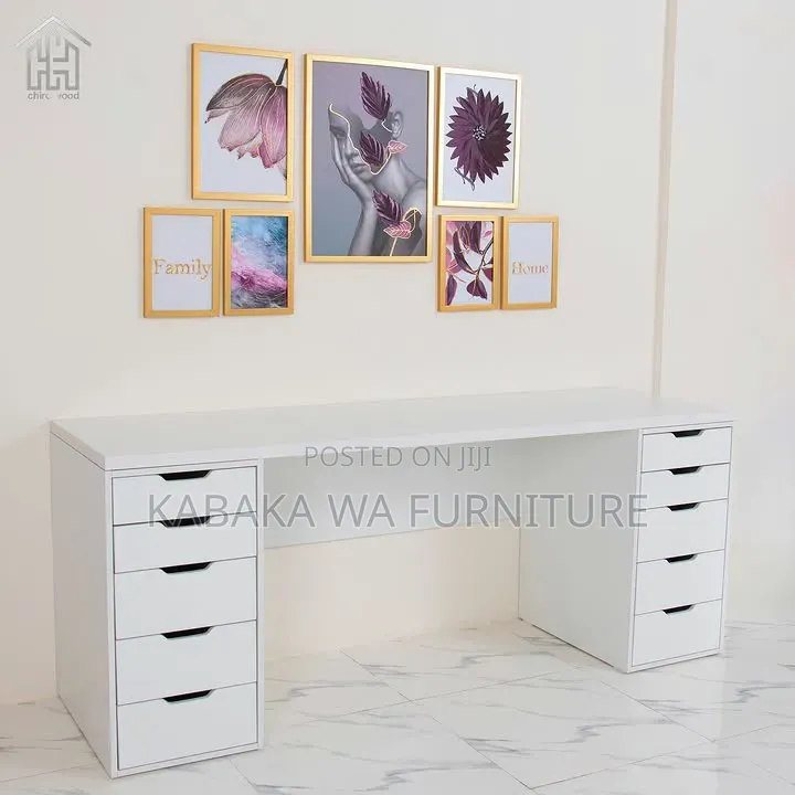 60in/ Wooden Executive Desk With 5 Drawers Office Desk Computer Table