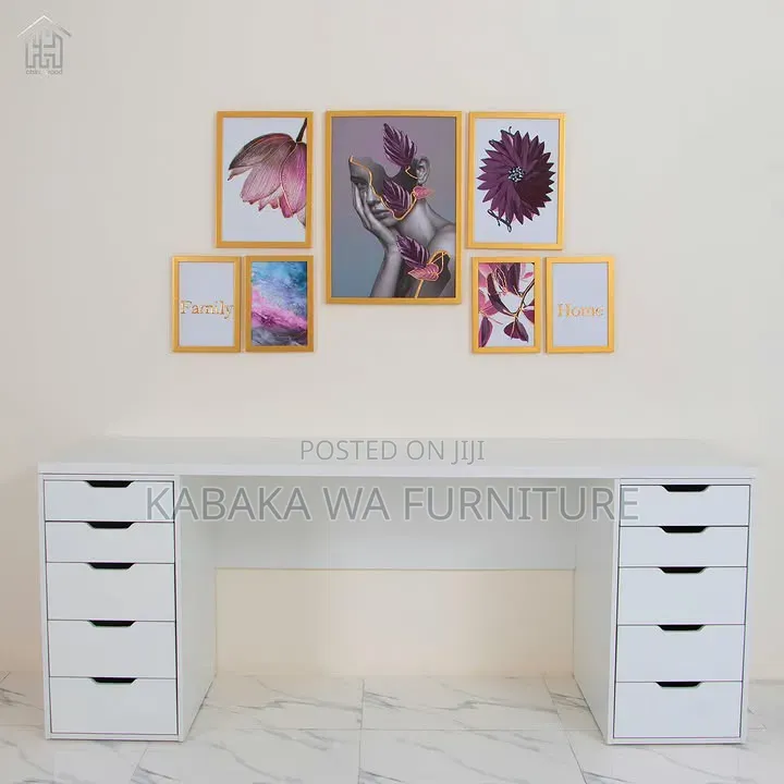 60in/ Wooden Executive Desk With 5 Drawers Office Desk Computer Table