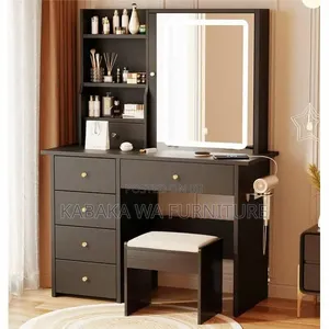 Modern Vanity Desk With Charging Station Wooddressing Mirror Dressing