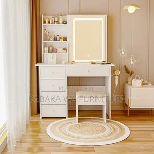Modern Vanity Desk With Charging Station Wooddressing Mirror Dressing