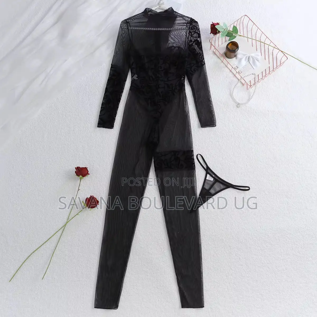 Savana Mesh Print Full Bodysuit Lingerie