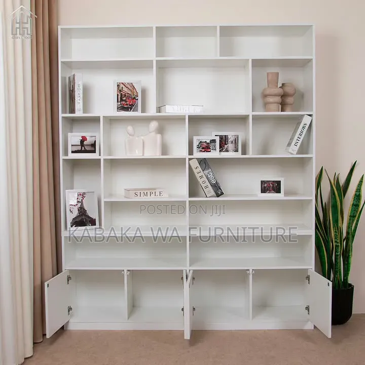 Concepts in Wood 15 Shelf Bookcase Wall With Doors, 72book Shelf Book